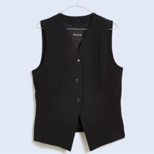 Madewell Cutaway Long Vest Black Size 8 Medium 90s